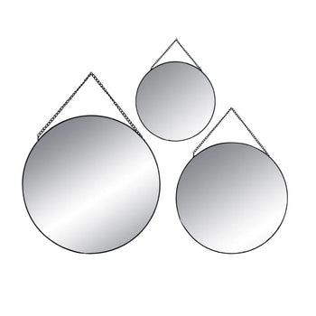 Set pasqyra rrethore metalike, 3 copë, black